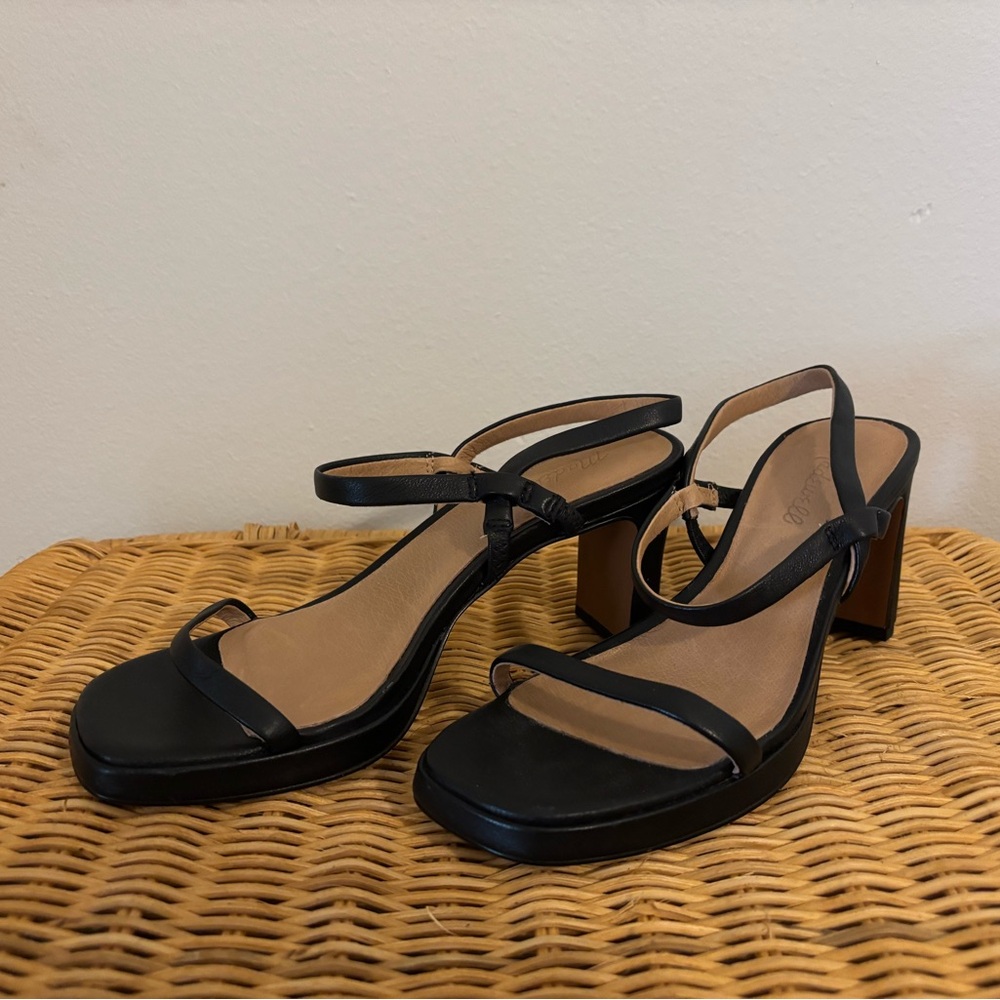 Madewell Black Strappy Block Heel Sandals